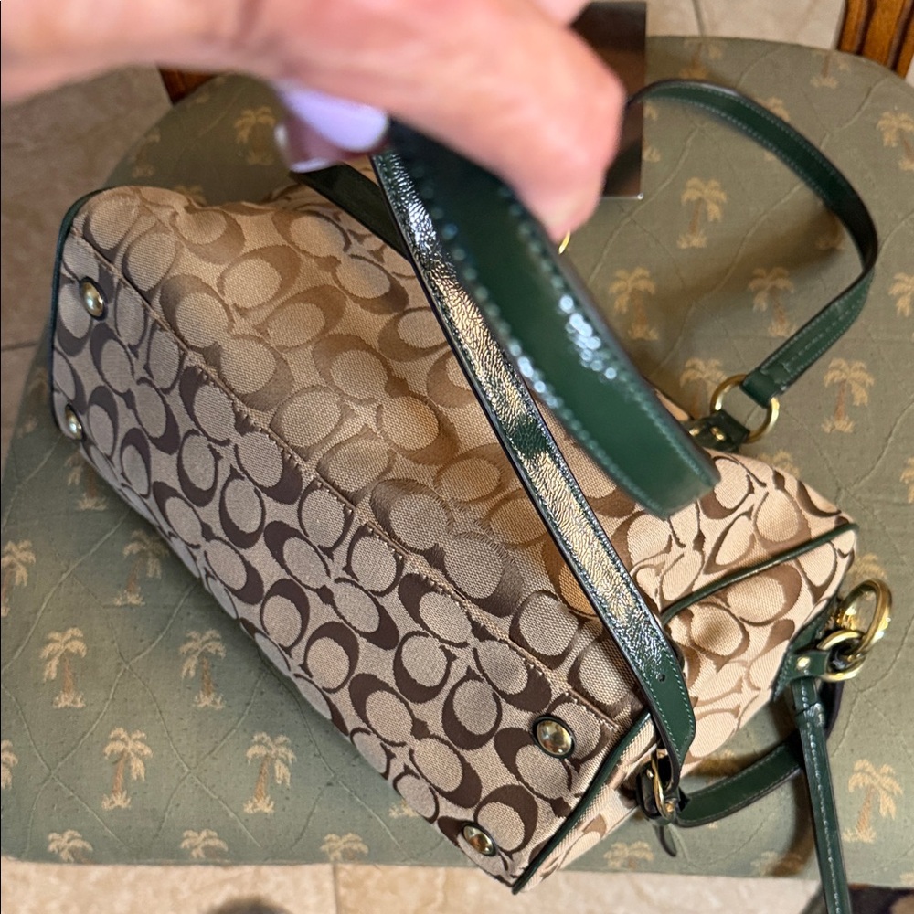 Coach Signature Canvas and Green Leather Satchel Final Sale ❌❌ - Picture 7 of 11